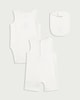 image 2 of F&F Baby 3-Piece Pure Cotton Holiday Romper, Bodysuit and Bib Set in White