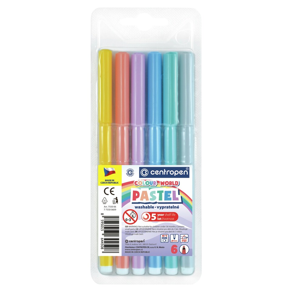 Centropen Pastelové fixky 6 ks