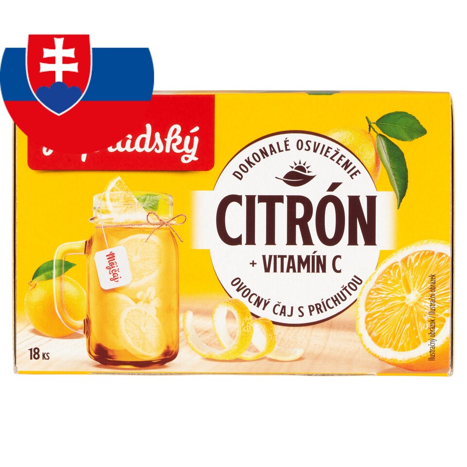 obrázok 1 z Popradský Citrón + vitamín C ovocný čaj s príchuťou 18 x 2 g (36 g)