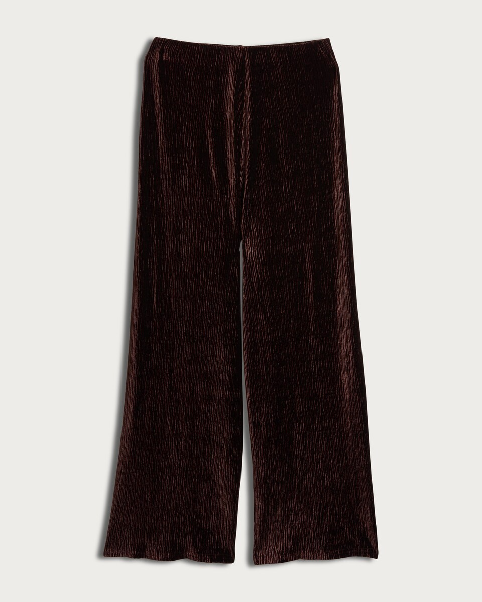 image 1 of F&F Velvet Textured Wide Leg Co-Ord Trousers in Brown