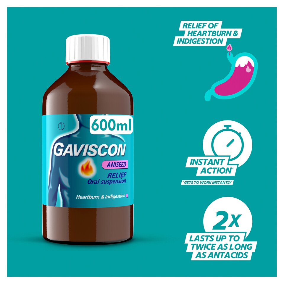 image 1 of Gaviscon Heartburn & Indigestion Relief Oral Suspension - Aniseed Flavour 600ml