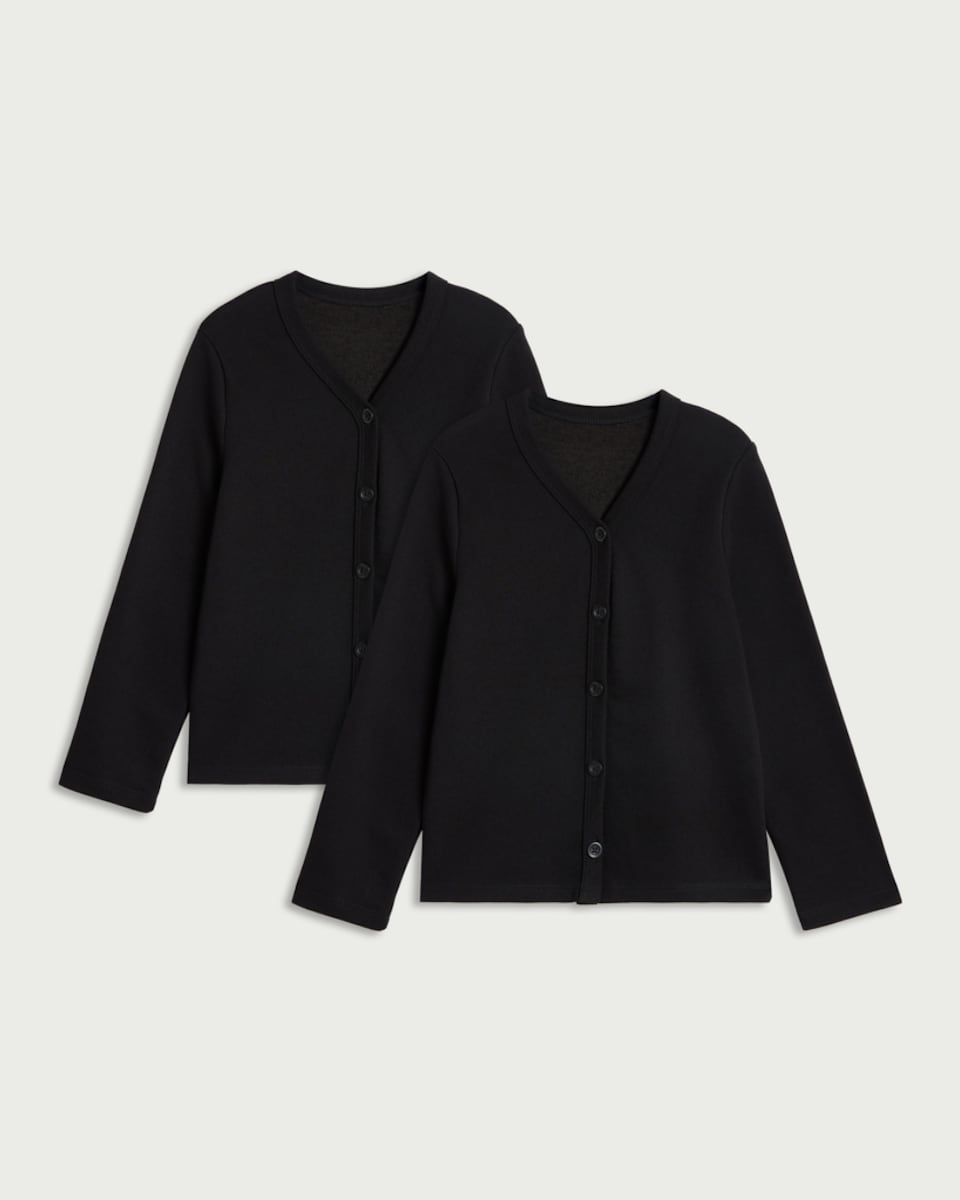 image 1 of F&F School Unisex 2-Pack Cotton Rich Sweat Cardigans in Black