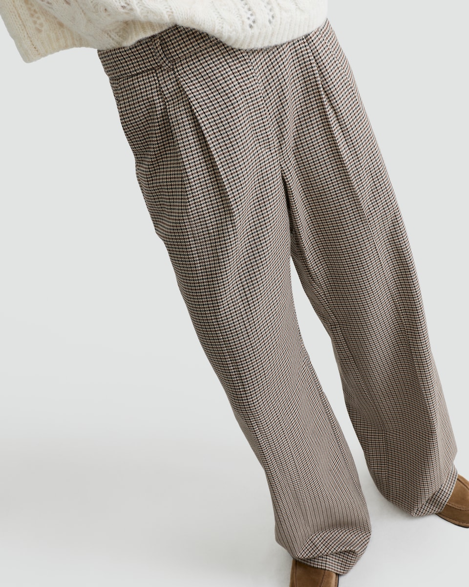 image 1 of The F&F Edit Checked Wide Leg Trousers in Brown