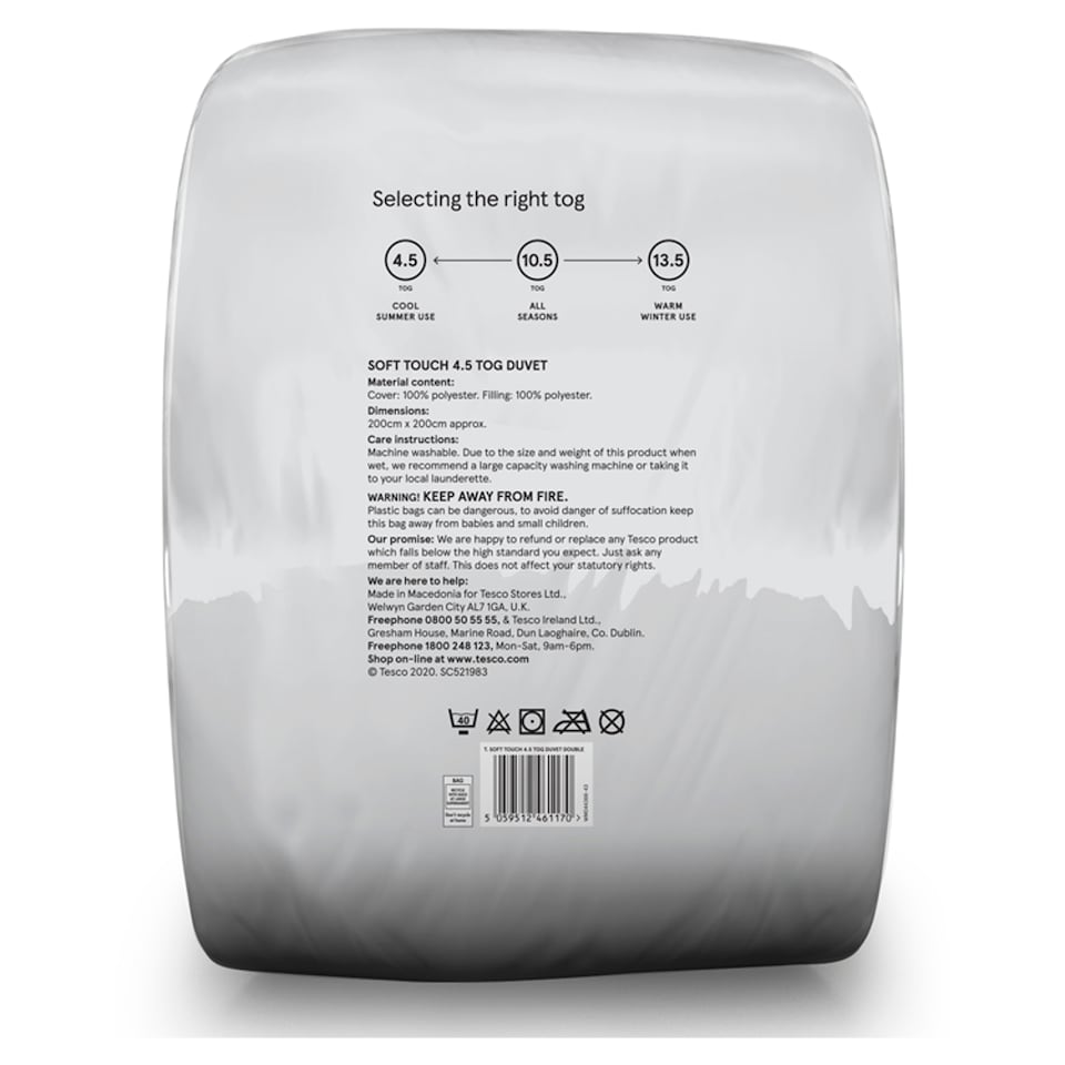 image 1 of Tesco Soft Touch 4.5 Tog Duvet Double