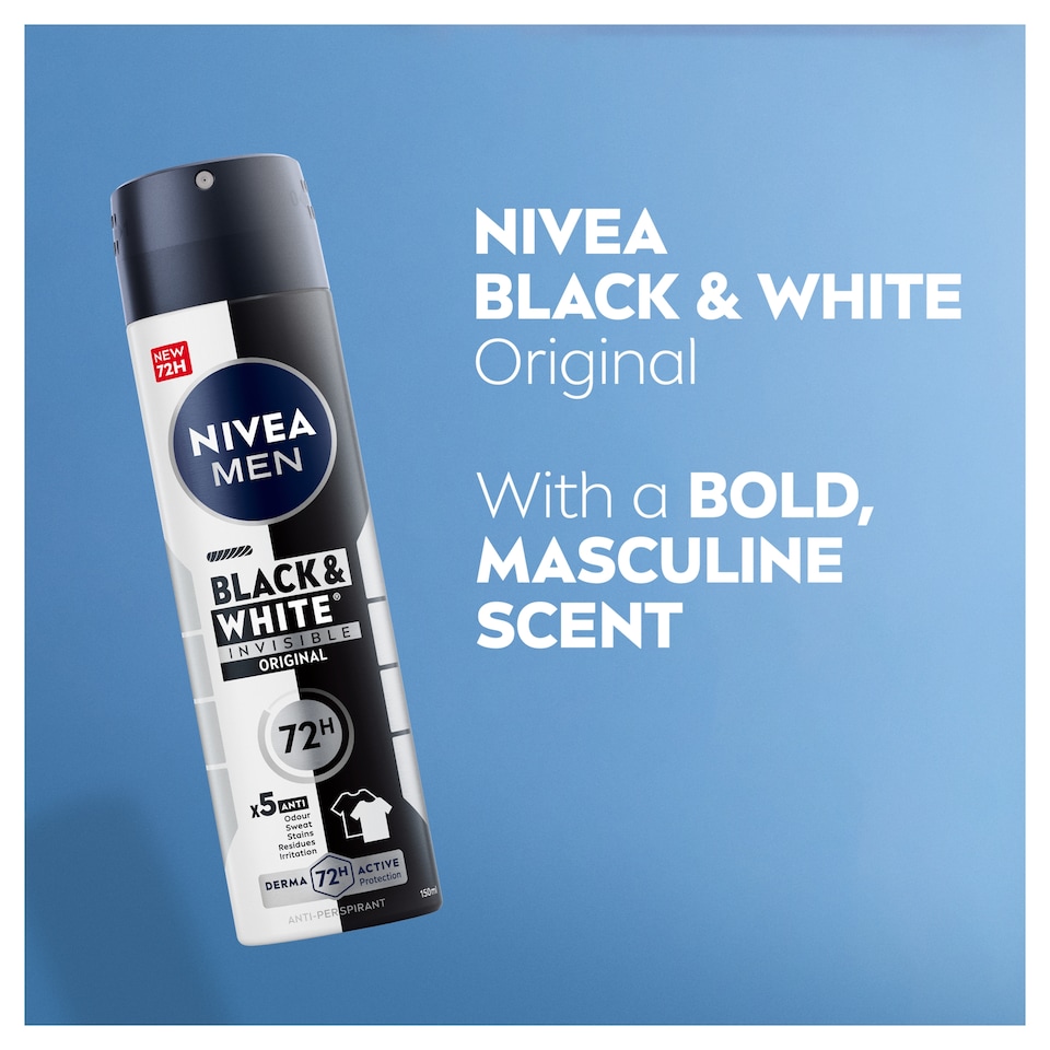 image 1 of NIVEA MEN Black & White Original Anti-Perspirant Deodorant Spray 150ml