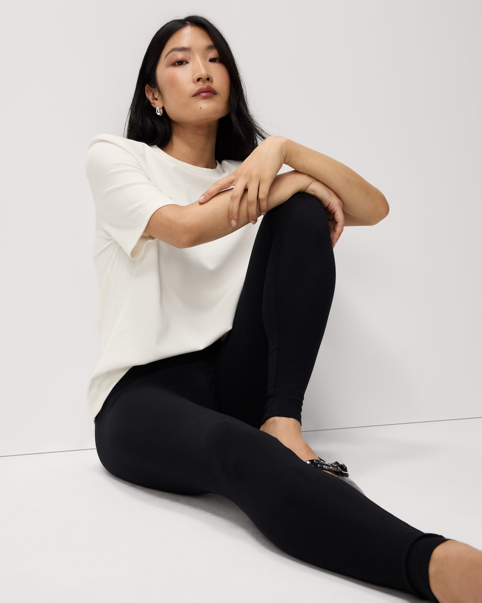 image 1 of F&F Cotton Rich High Waisted Leggings in Black