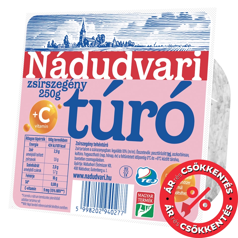 Nádudvari zsírszegény túró 250 g