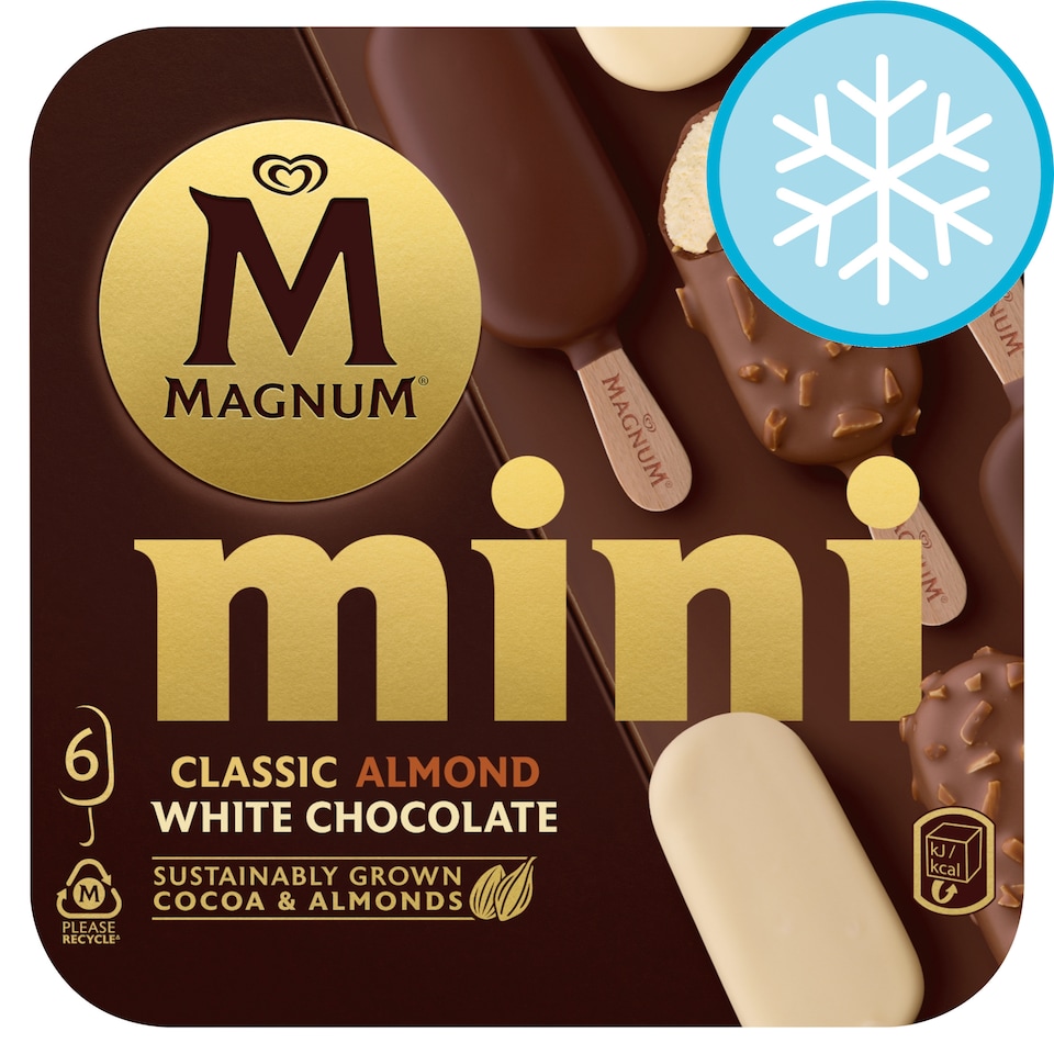 image 1 of Magnum Mini Classic, Almond & White Chocolate Ice Cream Sticks 6x55ml