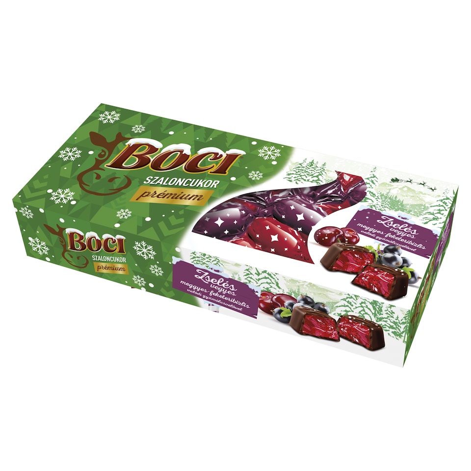 Boci Mixed Sour Cherry and Blackcurrant Jelly Dipped in Dark Chocolate  250 g