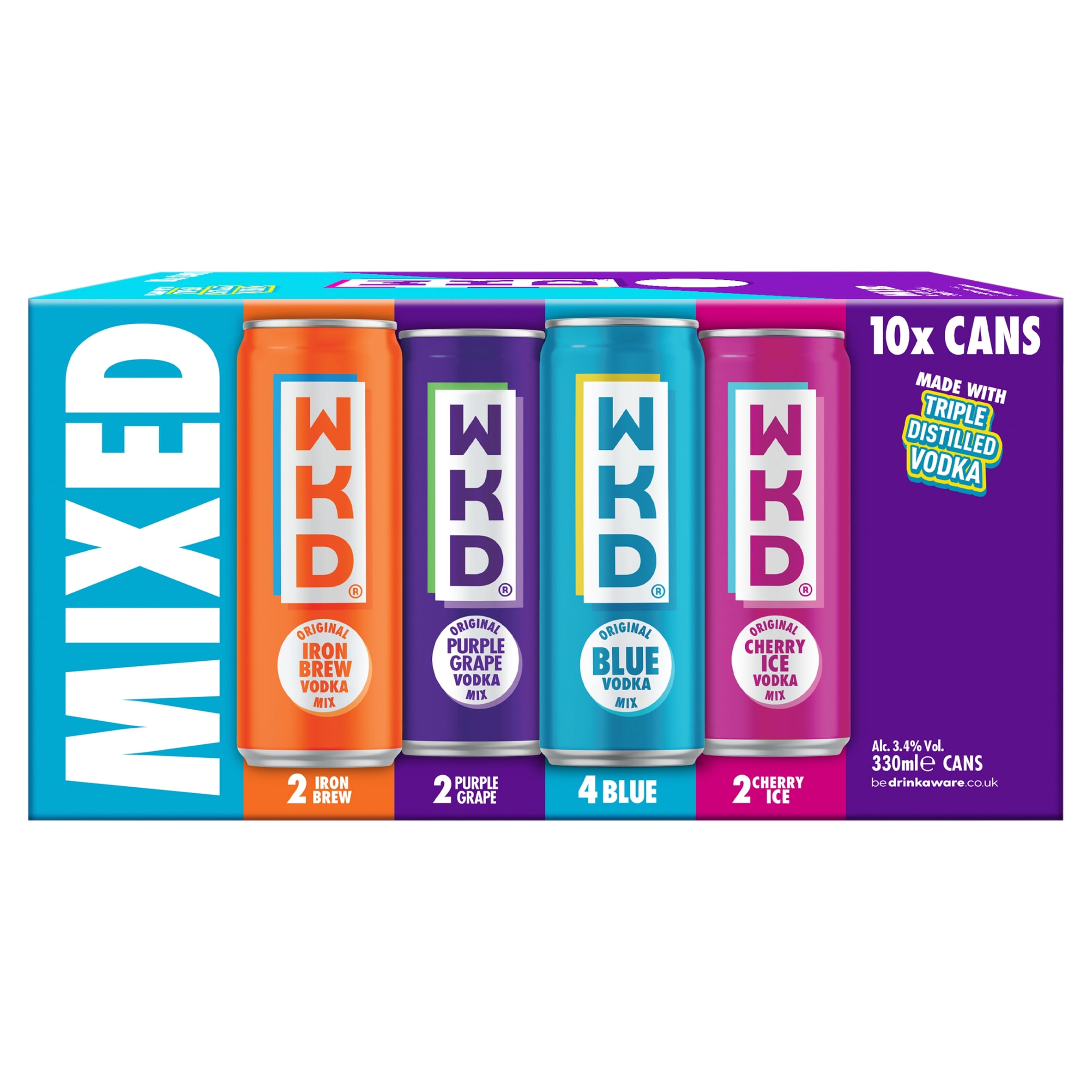 WKD Mixed 3.4% 10x330ml Can - Tesco Groceries