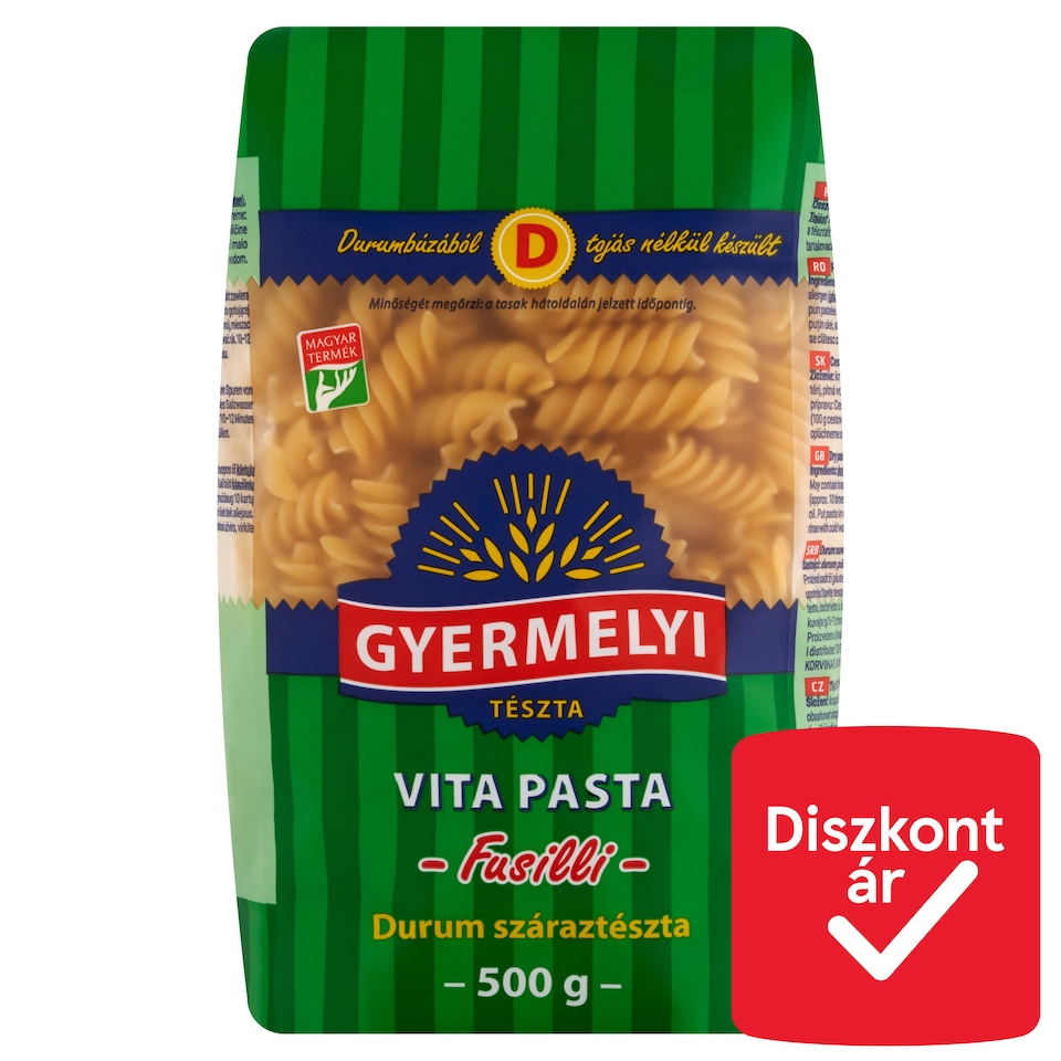 Gyermelyi Vita Pasta Fusilli Durum Wheat Dry Pasta 500 g