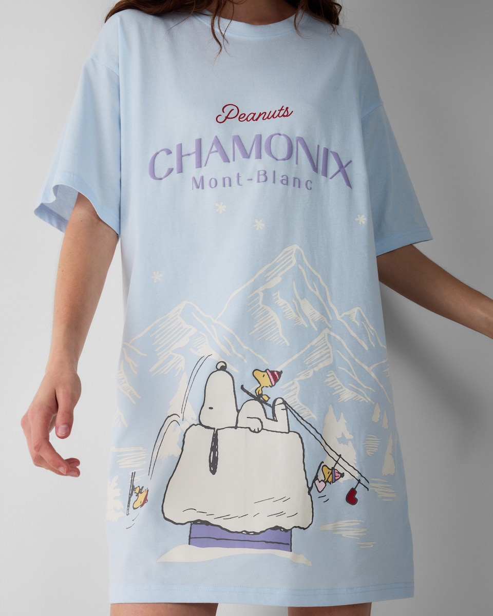 image 1 of Snoopy Pure Cotton Nightdress in Blue