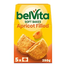 Belvita Breakfast Soft Bakes Apricot Filled Cereal Snack Bars Pack 5 x 50g
