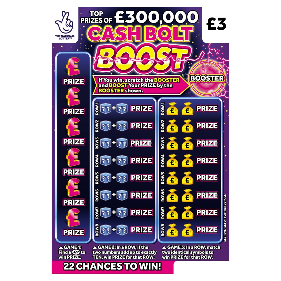 CASH BOLT BOOST SCRATCHCARD
