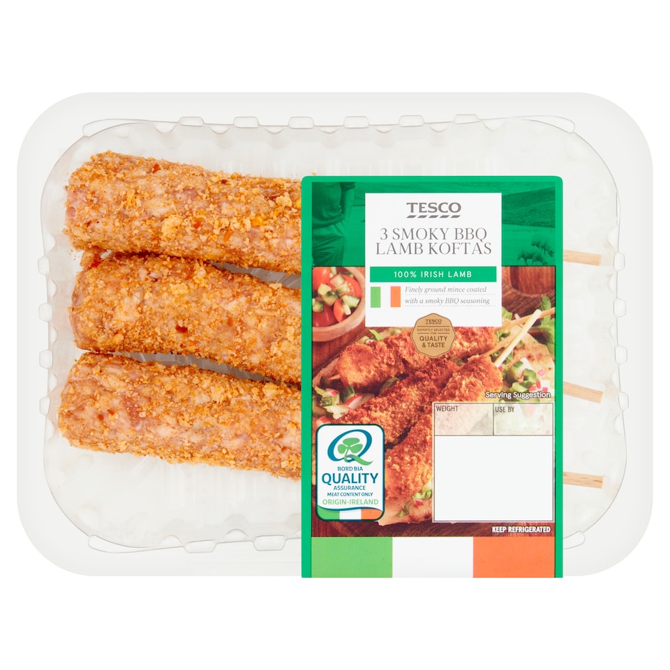 Tesco 3 Smoky Bbq Lamb Koftas 225G