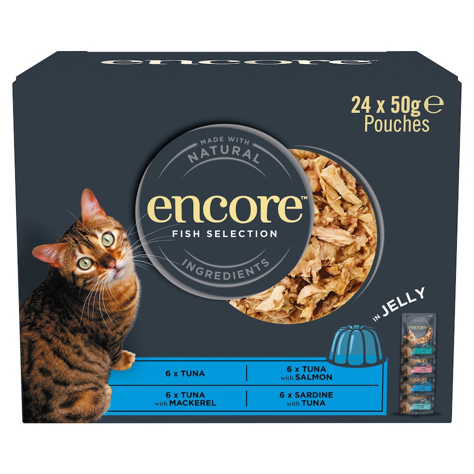 image 1 of Encore Natural Wet Cat Food Fish Selection in Jelly Pouches 24 x 50g