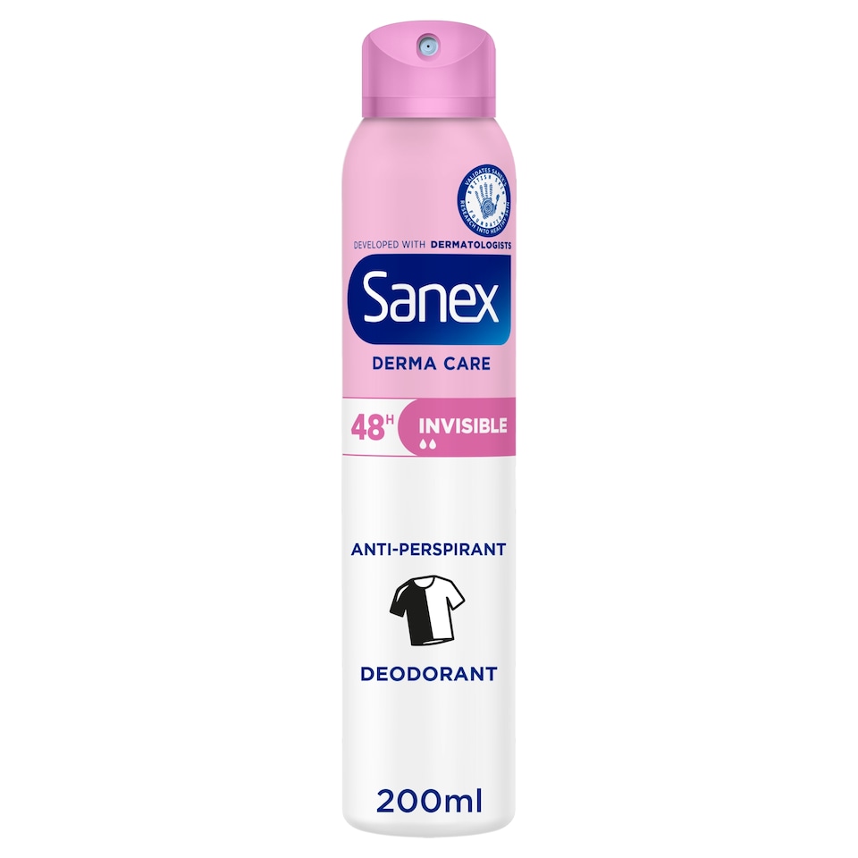 image 1 of Sanex Derma Care Invisible 48h Antiperspirant Spray Deodorant 200ml