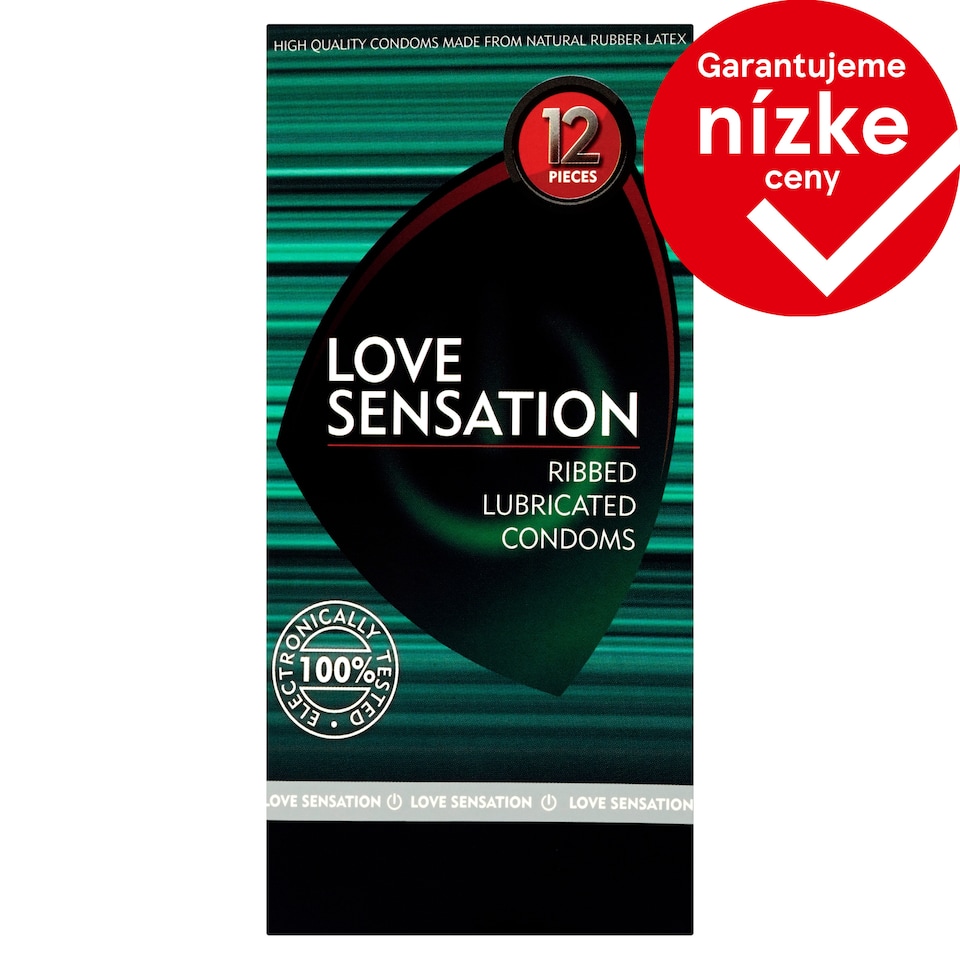 Love Sensation Ribbed Lubricated Condoms 12 pcs