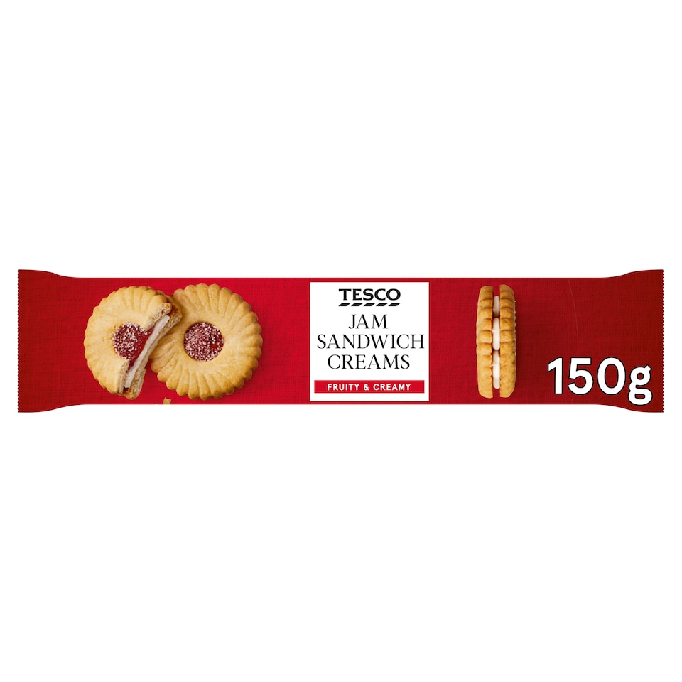 Tesco Jam Sandwich Creams Biscuit 150G