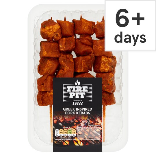 Tesco Fire Pit Greek Inspired Pork Kebabs 400G Tesco Groceries