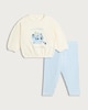 image 1 of F&F Baby 2-Piece Cotton Rich Blueberry Print Sweatshirt and Leggings in White