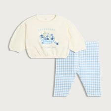 F&F Baby 2-Piece Cotton Rich Blueberry Print Sweatshirt and Leggings in White