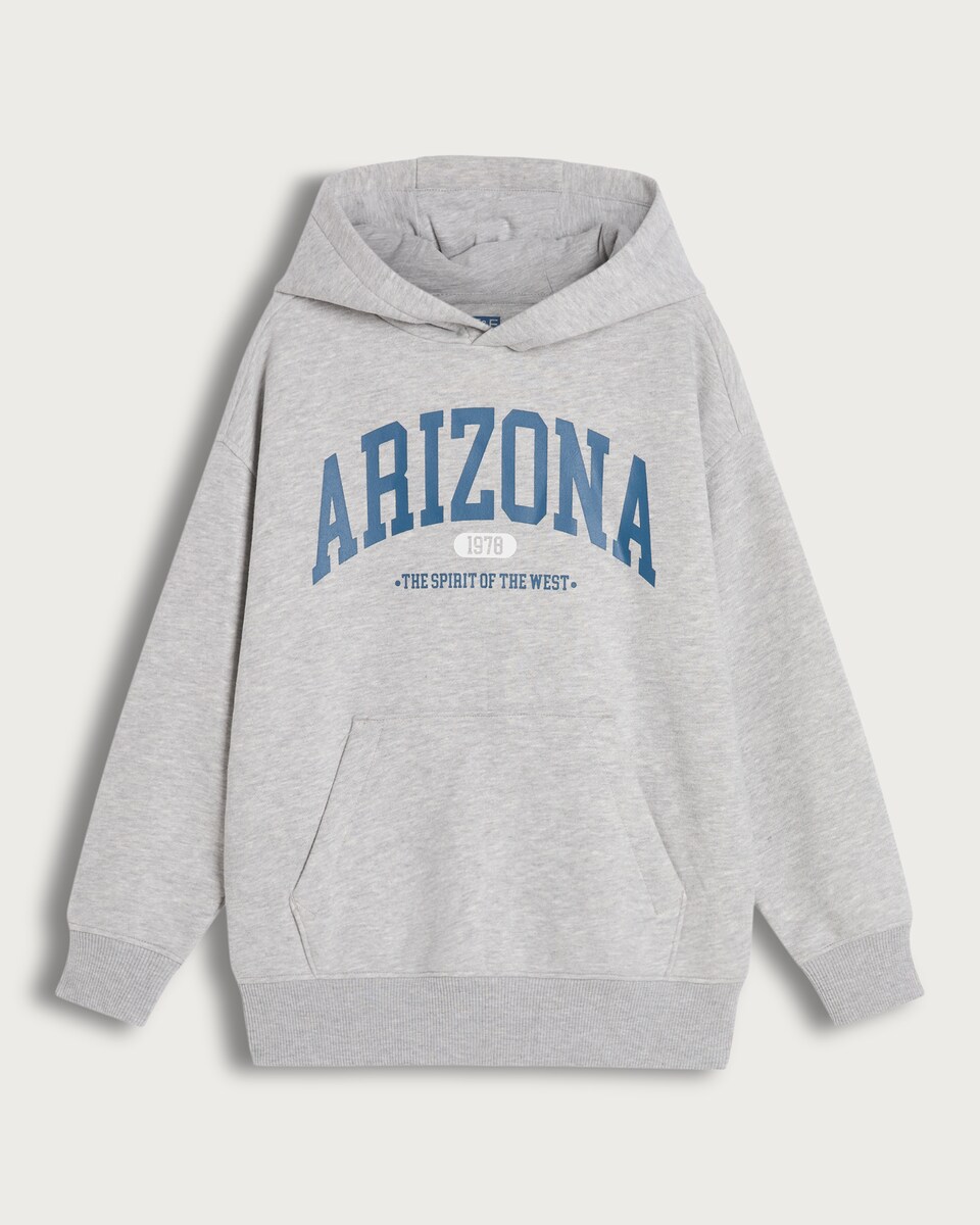F&F Boys Cotton Rich Slogan Hoodie in Grey Marl
