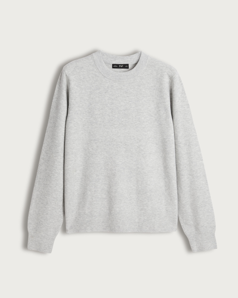 F&F Knitted Crew Neck Knit Jumper with Wool in Silver