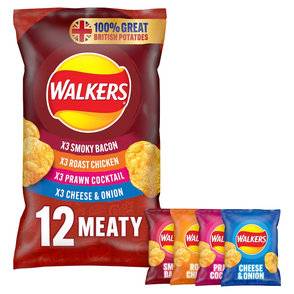 image 1 of Walkers Meaty Variety Multipack Crisps 12x25g