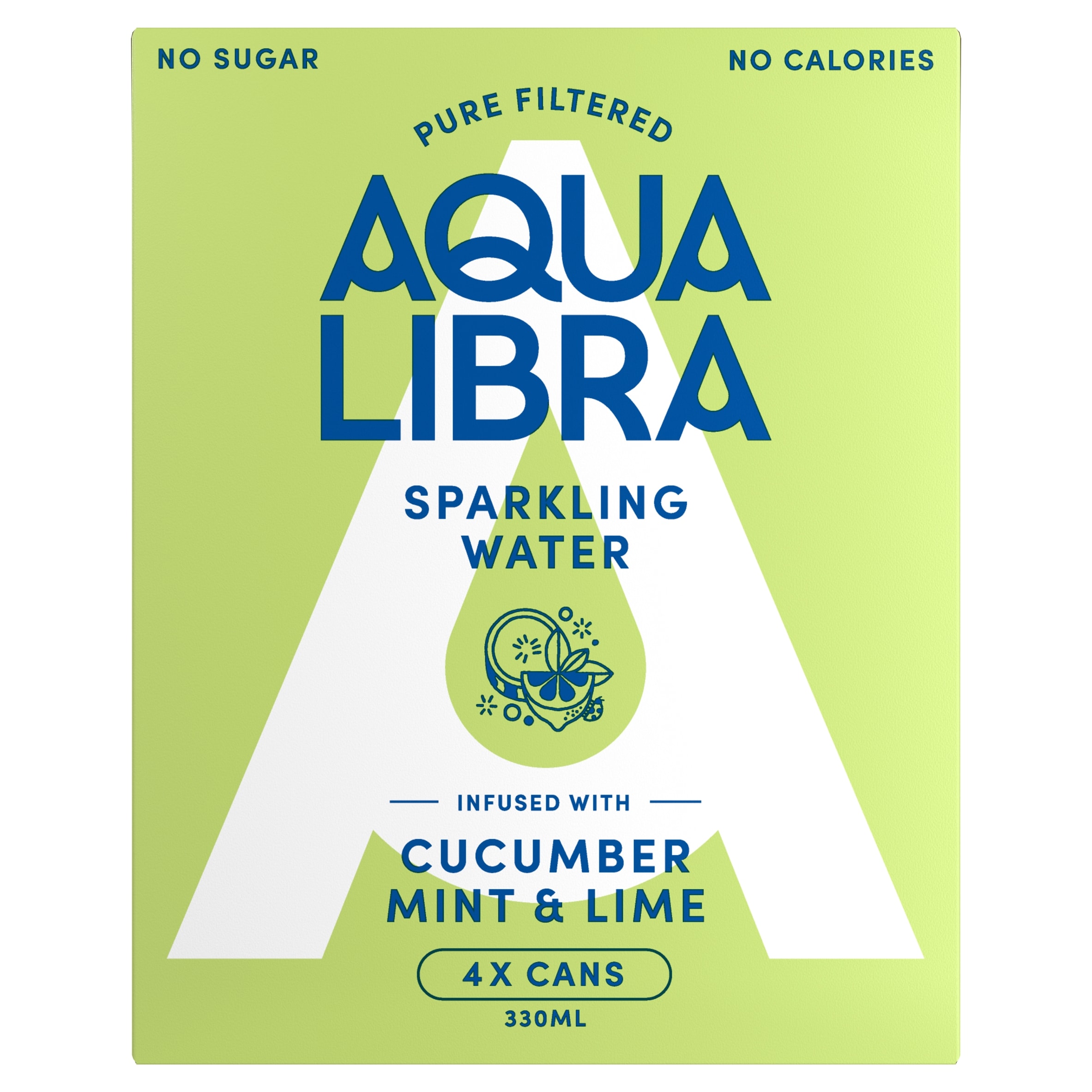 Aqua Libra Sparkling Water Cucumber, Mint and Lime 4 x 330ml
