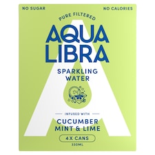 Aqua Libra Sparkling Water Cucumber, Mint and Lime 4 x 330ml