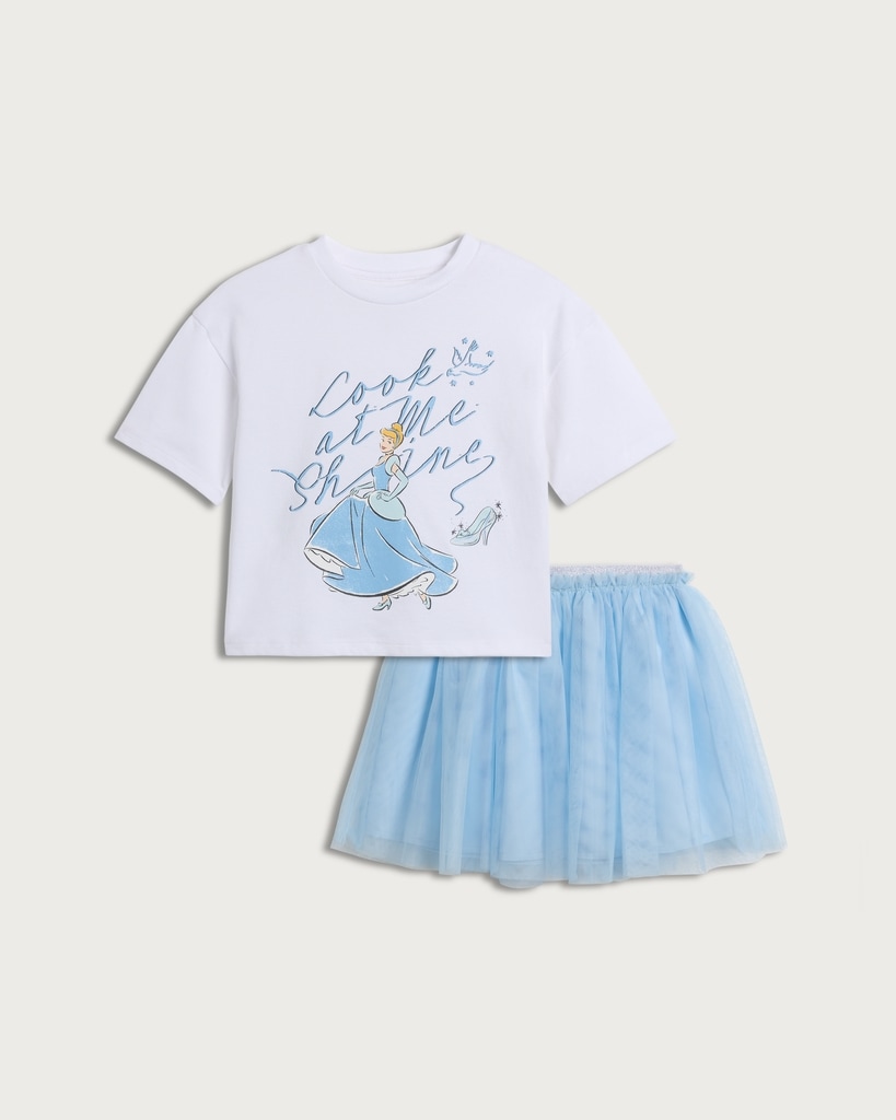 Disney Cinderella 2-Piece Look at Me Shine T-Shirt and Tulle Skirt Set in Multi Blue