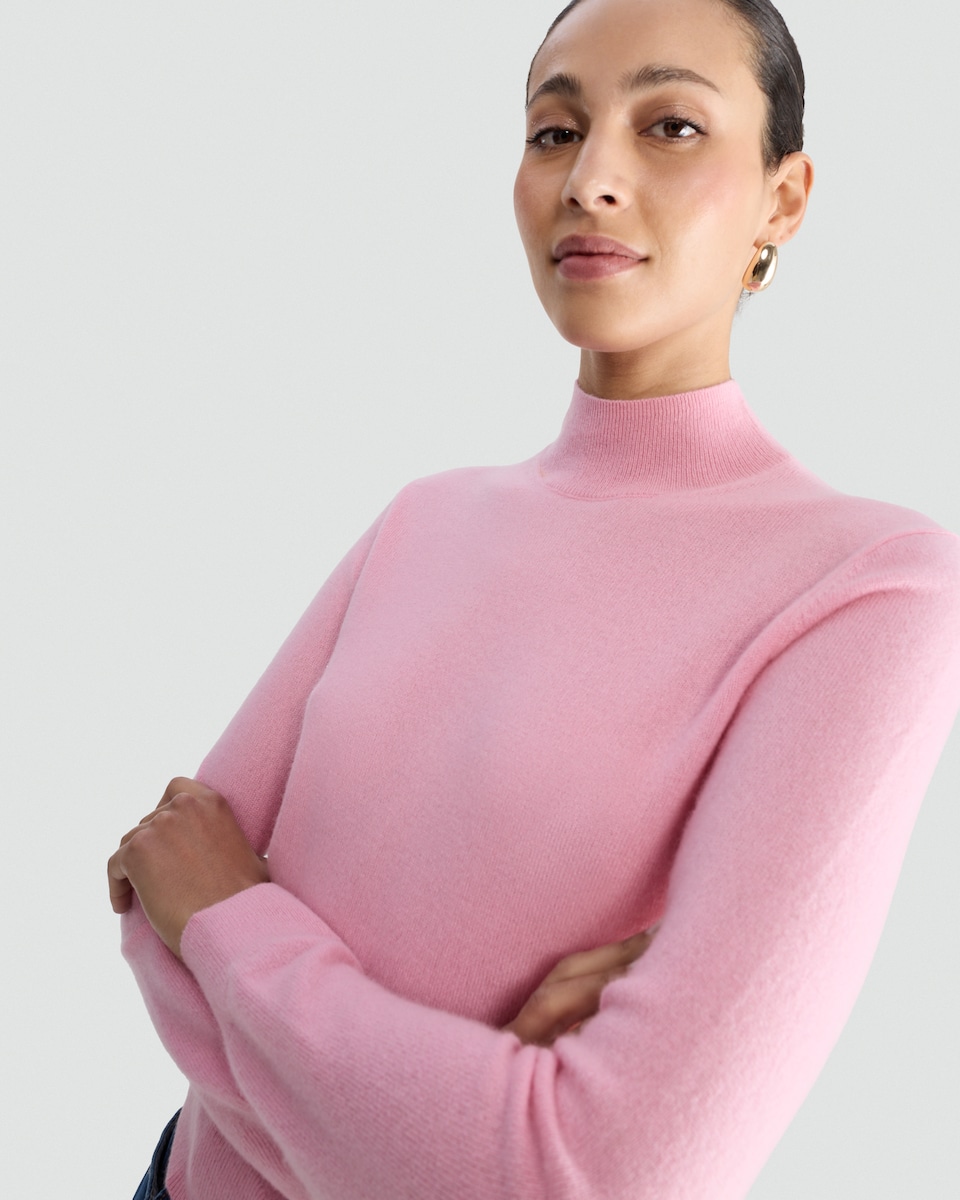 image 1 of F&F Premium Pure Cashmere High Neck Jumper in Pink