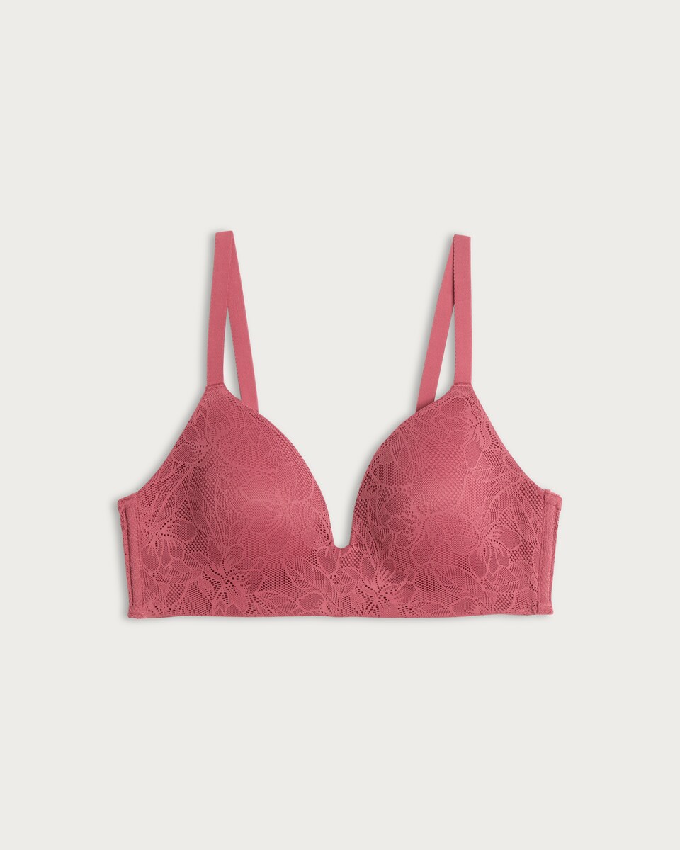 F&F Contour Non-Wired Lace Plunge Bra in Purple