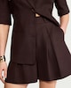 image 2 of The F&F Edit Lyocell Blend Pleated Co-ord Shorts in Brown