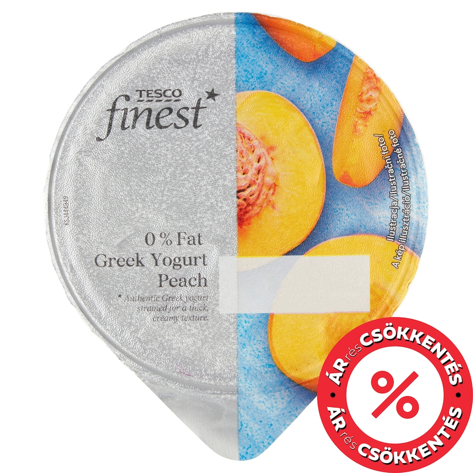 Tesco Finest 0% Fat Peach Greek Yogurt 150 g