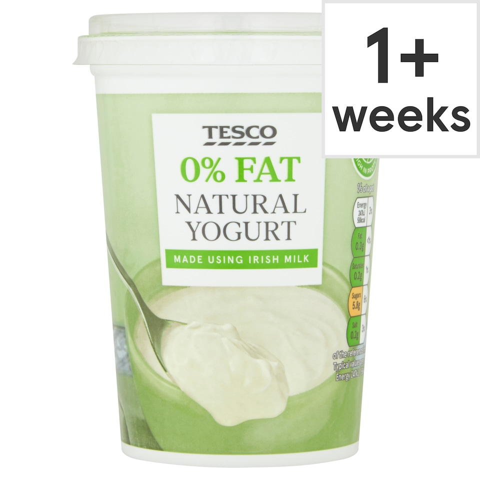 Tesco O% Fat Natural Yoghurt 500G
