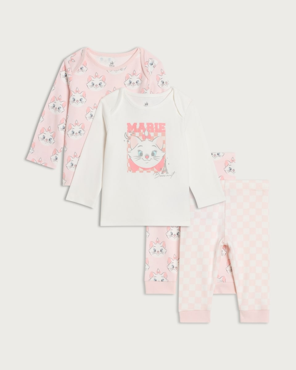 Disney Aristocats 2-Pack Pure Cotton Marie Print Pyjama Sets in Pink