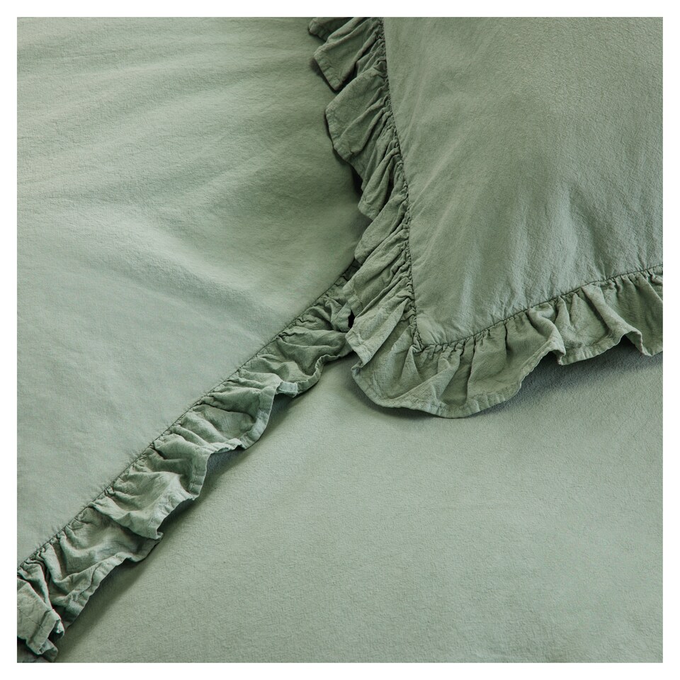 image 1 of F&F Home Bedding Washed Cotton Sage Duvet Set King
