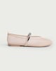 image 1 of SACHA Mesh Metallic Strap Ballet Flats in Cream