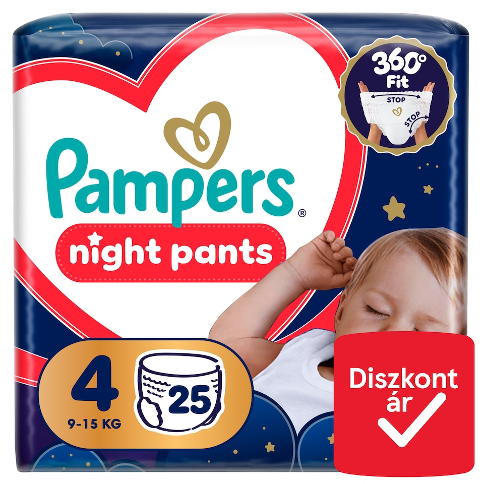 image 1 of Pampers Night Nappy Pants Size 4, 25 Nappies, 9kg-15kg