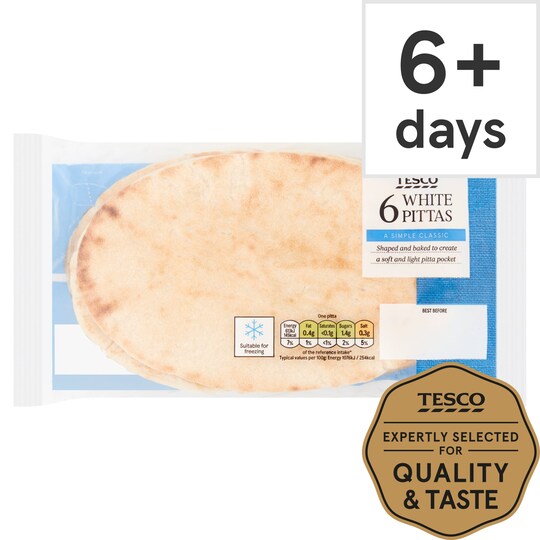Tesco 6 White Pitta Bread Tesco Groceries