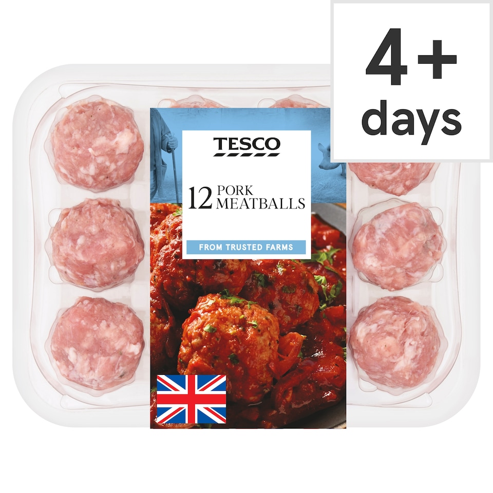 Tesco 12 British Pork Meatballs 336g