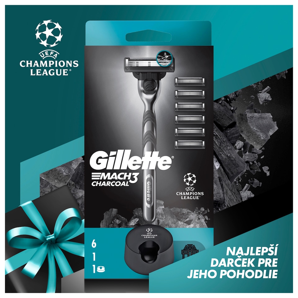 obrázok 1 z UEFA Champions League Special Edition Gillette Mach3 Charcoal Holiaci Strojček pre Mužov