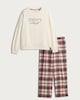 image 4 of F&F Cotton Rich Merry and Bright Sweatshirt and Trousers Pyjama Set in Green