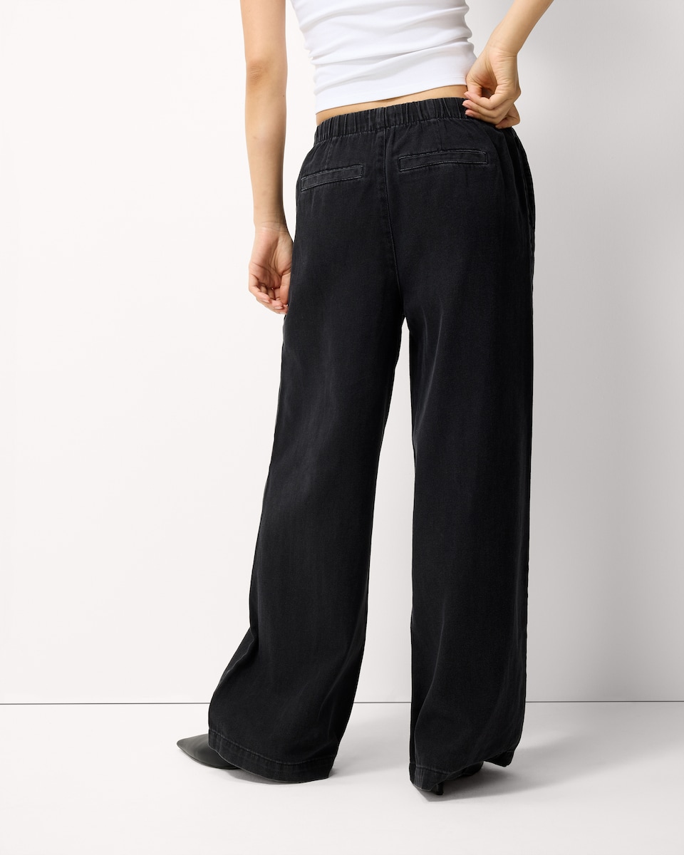 image 1 of F&F Drawstring Wide Leg Trousers in Black