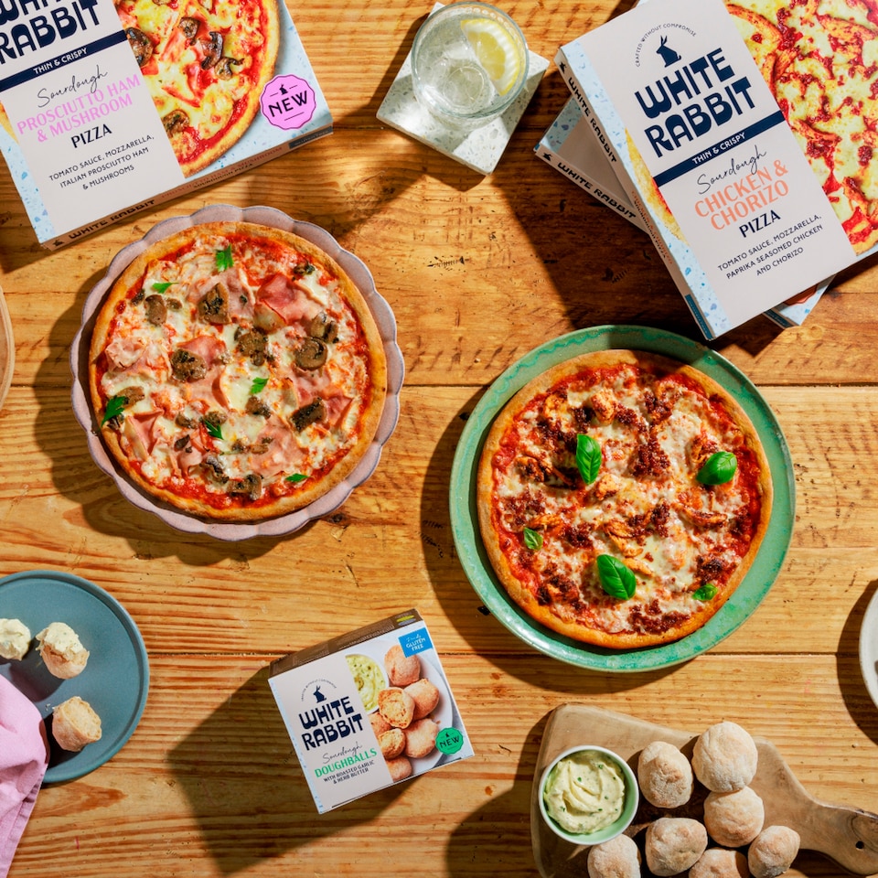 image 1 of White Rabbit Chicken & Chorizo Sourdough Gluten Free Pizza 324g
