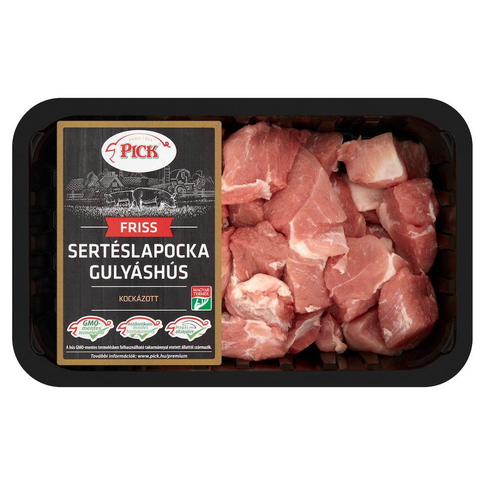 PICK friss kockázott sertéslapocka gulyáshús 600 g