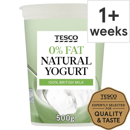 Tesco 0 Fat Natural Yogurt 500G Tesco Groceries