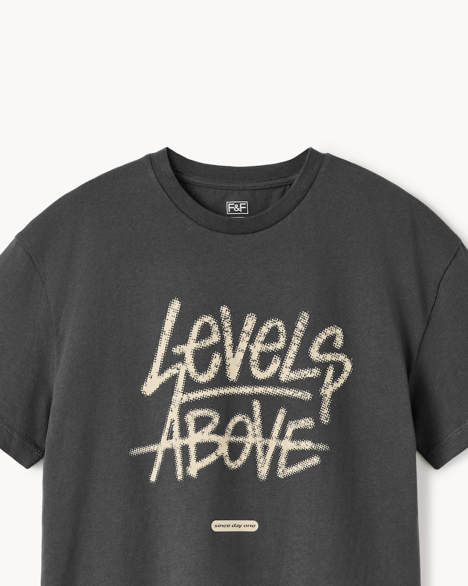 image 1 of F&F Boys Pure Cotton Slogan T-Shirt in Grey